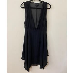 Juna Dress Small Sheer 100% Black Asymmetrical Flowy Whimsigoth Romantic y2k
